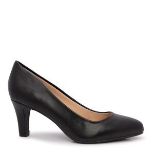 Kelly & Katie Genna Almond Toe Faux Leather Classic Black Pumps Heels
